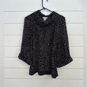 Tommy Bahama Oversized Leopard Print Funnel Neck Blouse